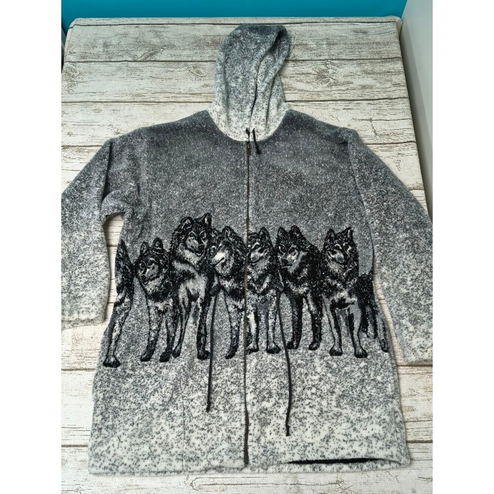 Vintage Pacific Spirit Wolf Fleece Full Zip Jacket Size Medium